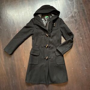 Black Hooded Toggle Coat - United Colors of Benetton - size small